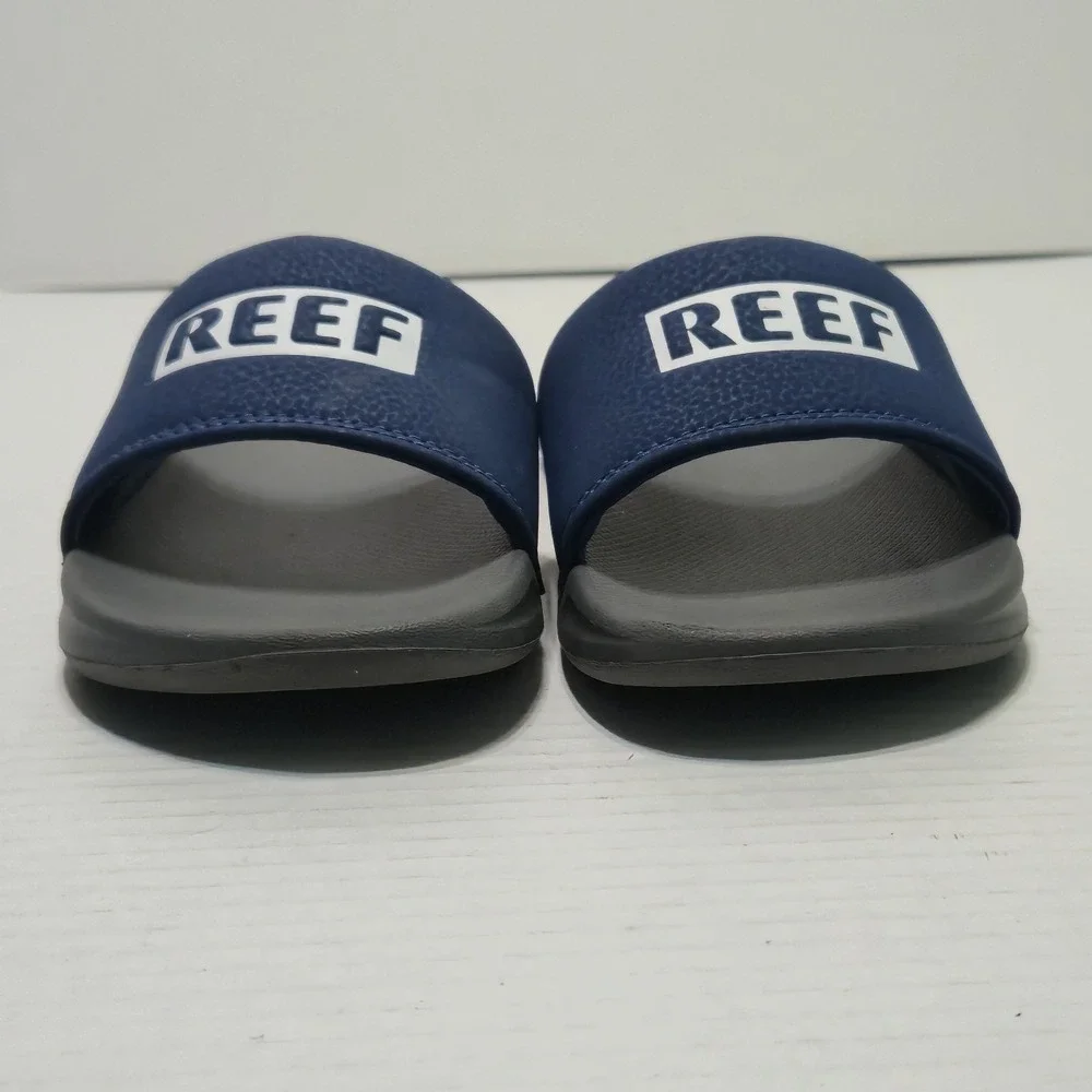 Reef Kids One Slide Sandals Grey Blue Youth Size 3 Boy Girl Water Friendly Beach